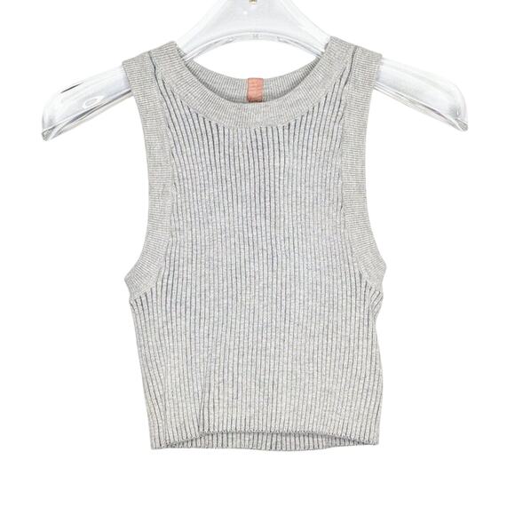 lunya Tops - Lunya Gray Cozy Cotton Silk Ribbed Racerback Cropped Tank Top Stretch Size S